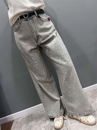 jeans grigio chiaro strass applicazioni