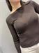 Maglia cacao costine girocollo lana merinos leggera