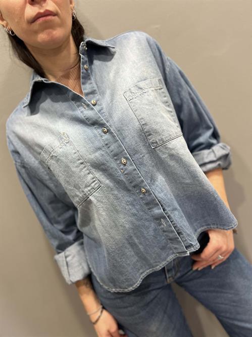 Camicia denim crop
