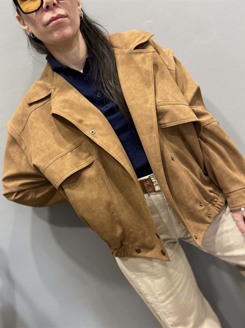 giacca bomber camoscio beige camel