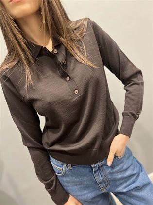 Maglia polo cacao lana merinos leggera