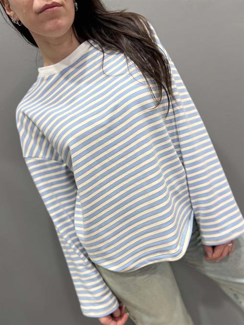 Felpa leggera girocollo bianca celeste leggera