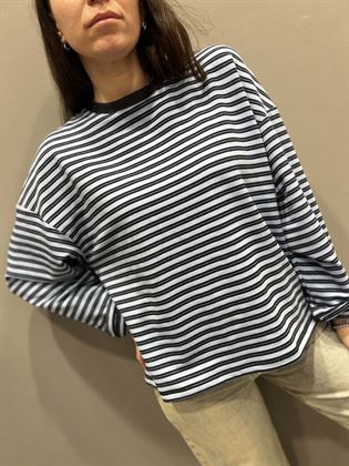 Felpa leggera blu e celeste girocollo