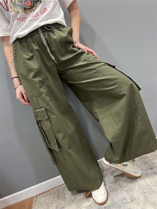 Pantalone cargo verde military palazzo