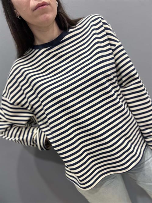 felpa leggera rigata girocolloblu e gialla