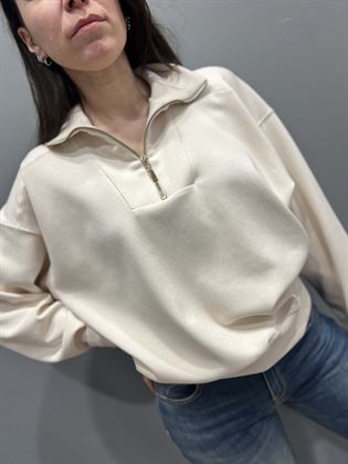 Felpa  beige cerniera oro
