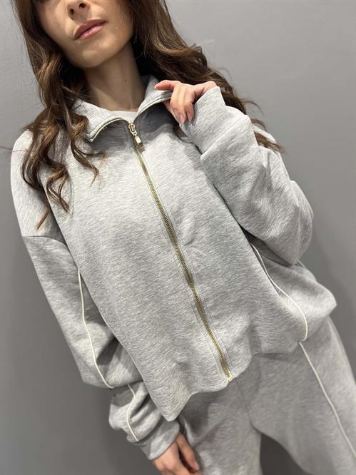 Felpa grigia cerniera oro