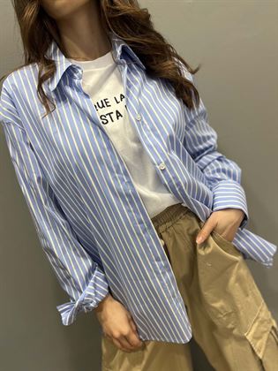 Camicia bastoncino azzurra e bianca