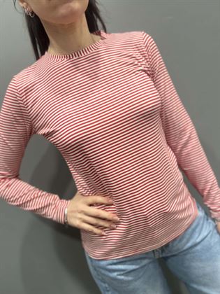  T-Shirt A RIGHE ROSSA E BIANCO GIROCOLLO