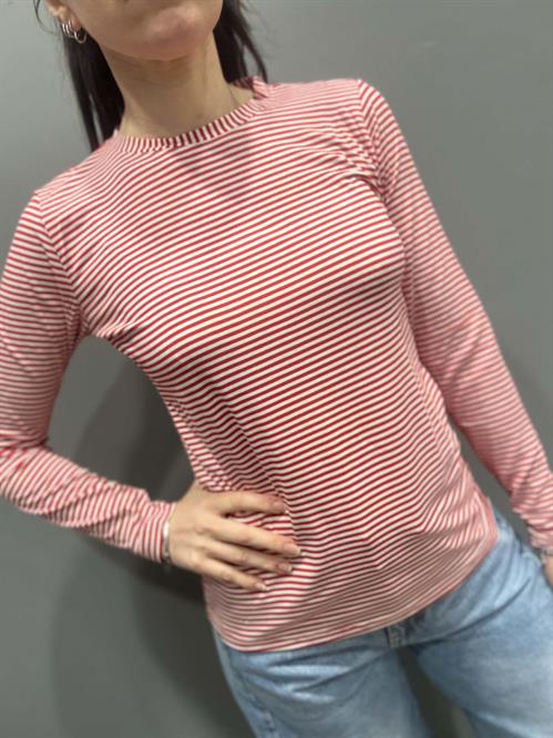  T-Shirt A RIGHE ROSSA E BIANCO GIROCOLLO