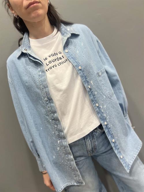 CAMICIA JEANS APPLICAZIONI BRILLANTINI