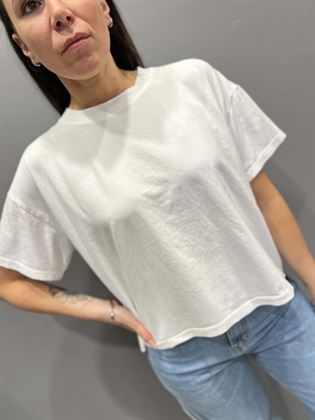  T-Shirt bianca girocollo mezza manica cotone