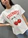  T-Shirt bianca girocollo stampa ciliegie cherry