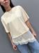  T-Shirt crema girocollo con raso pizzo finale assimmetrico