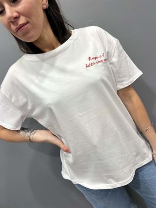 t shirts bianca girocollo ricamo raga s e fatto una certa