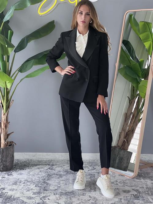 Completo nero smoking pantalone sigaretta