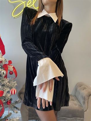 Abito nero velluto camicia
