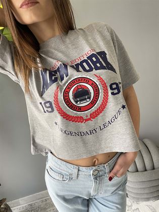 t shirts grigia cropped new york