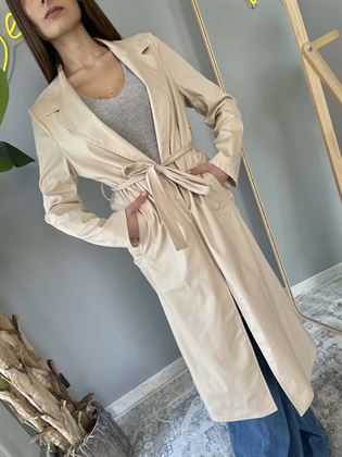 impermeabile cappottino con cintura beige