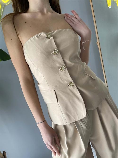 Top bottoni beige