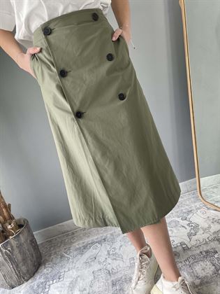 Gonna cotone bottoni verde militare