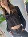 Camicia cropped satinata nera