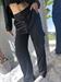 Pantalone cargo satinato nero palazzo