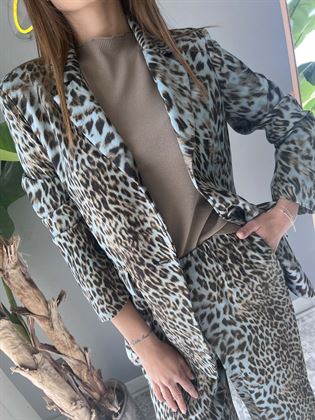 giacca leopard stampata celestina
