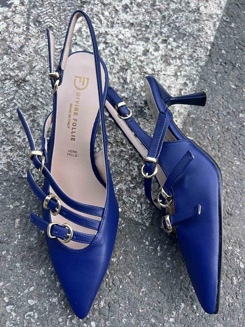 slingback blu con tacchetto